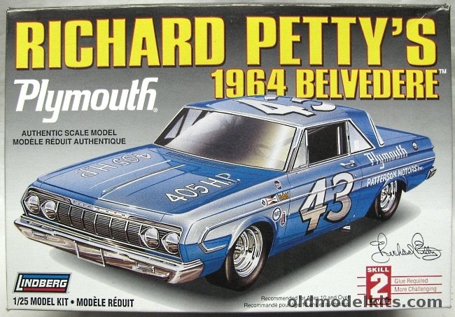 Lindberg 1/25 1964 Plymouth Belvedere 43 Richard Petty, 72164 plastic model kit